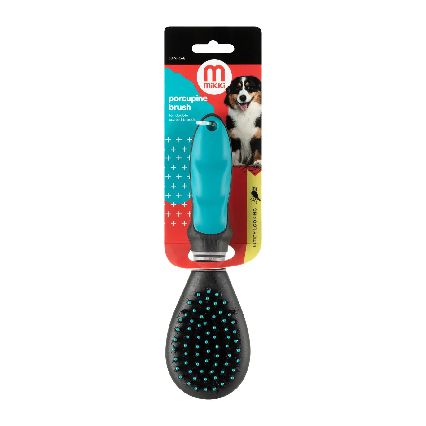 Mikki porcupine brush for dogs, featuring a comfortable grip and effective bristle design for grooming.