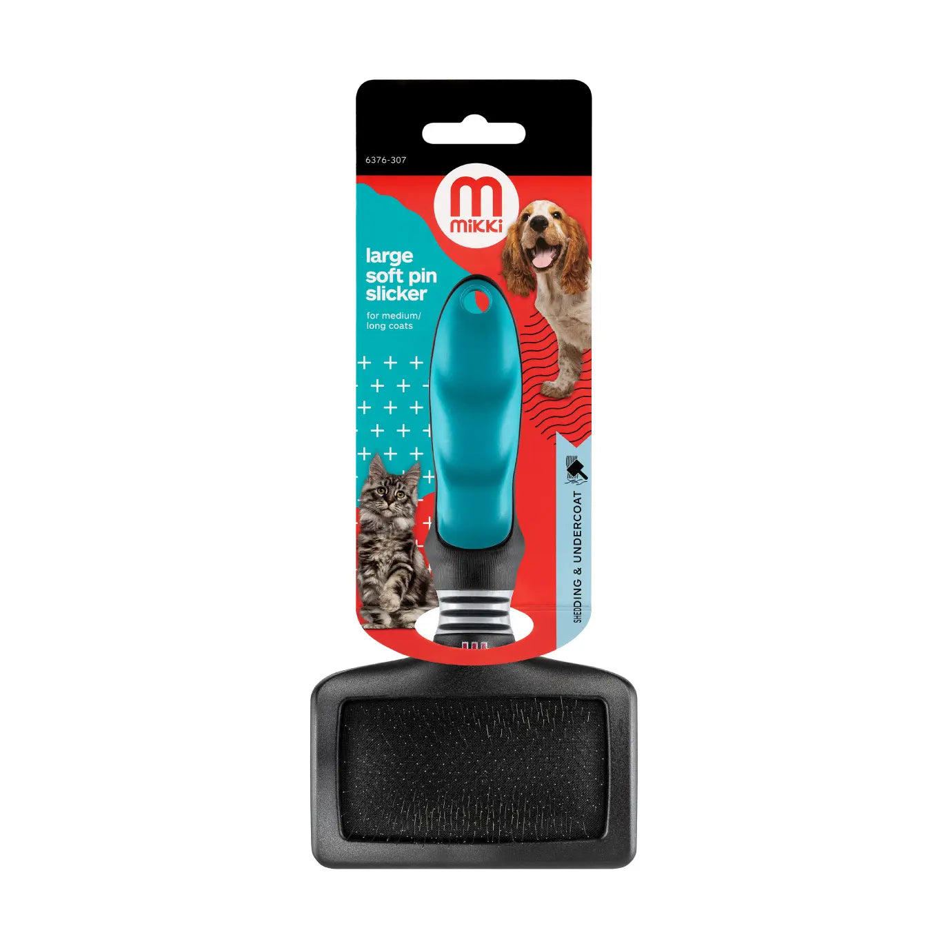 Large soft pin slicker brush for dogs and cats, ideal for grooming and removing loose fur.