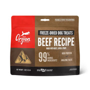 Freeze-dried beef dog treats with 99% animal ingredients for high protein and great taste.