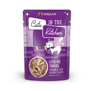 Weruva Cats in the Kitchen Love Me Tender chicken and duck in gravy recipe pouch for cats.