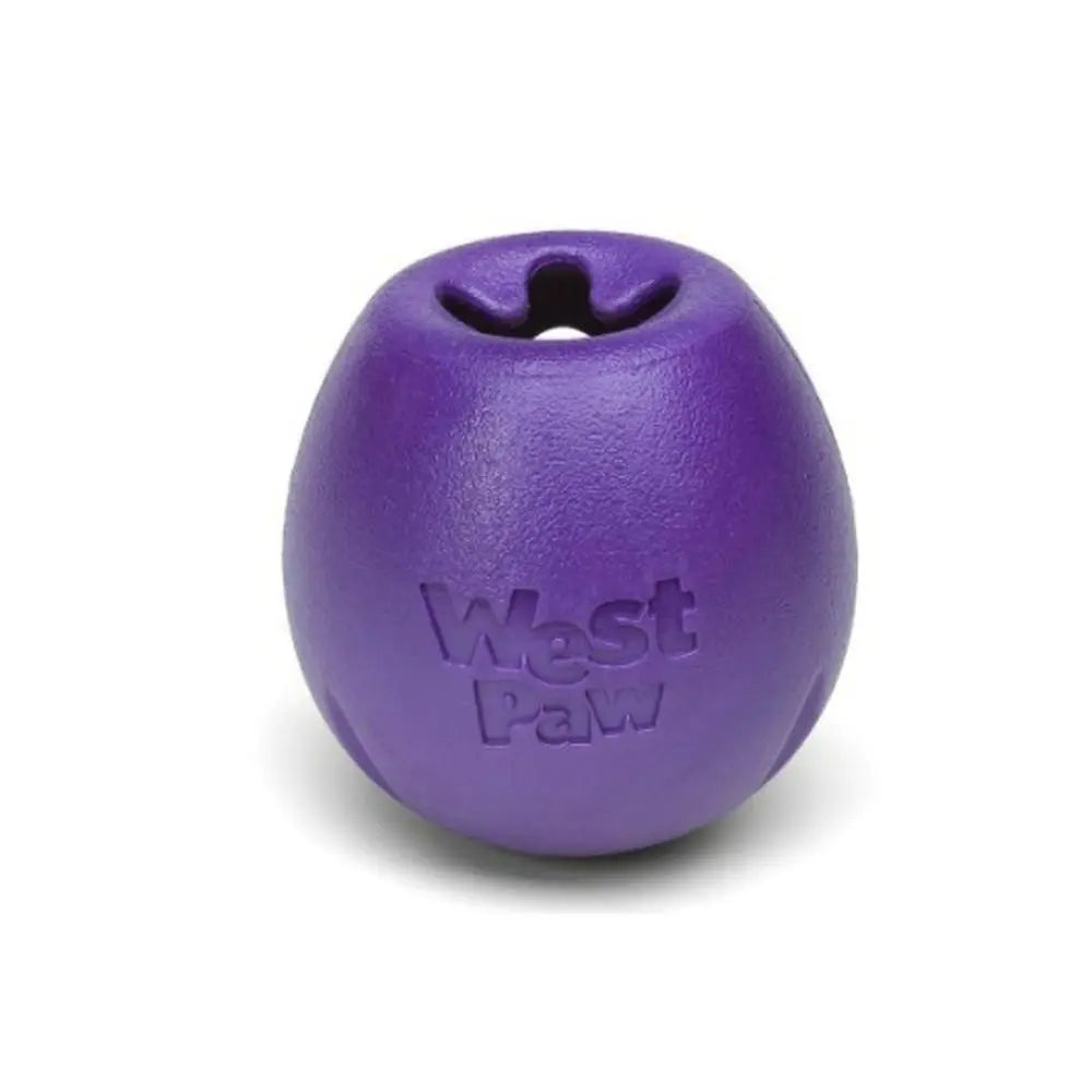 Durable purple dog toy from West Paw, perfect for interactive play and chewing.