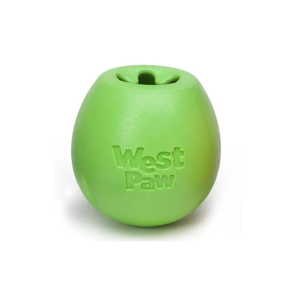 Durable green dog toy from West Paw, perfect for interactive play and chewing.