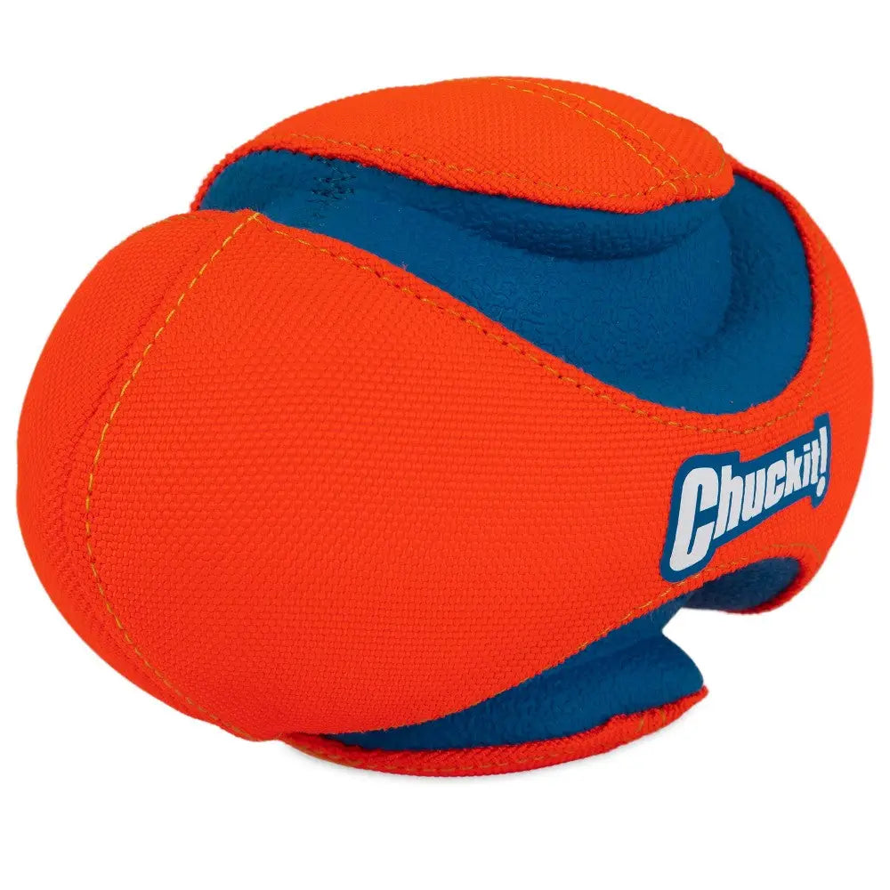 Chuckit! dog toy, vibrant orange and blue, perfect for outdoor play and fetch activities.