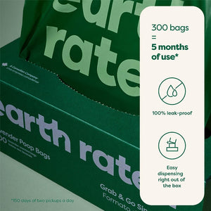 Earth Rated Bulk Poop Bags - 300 Bags = 5 Months of Use