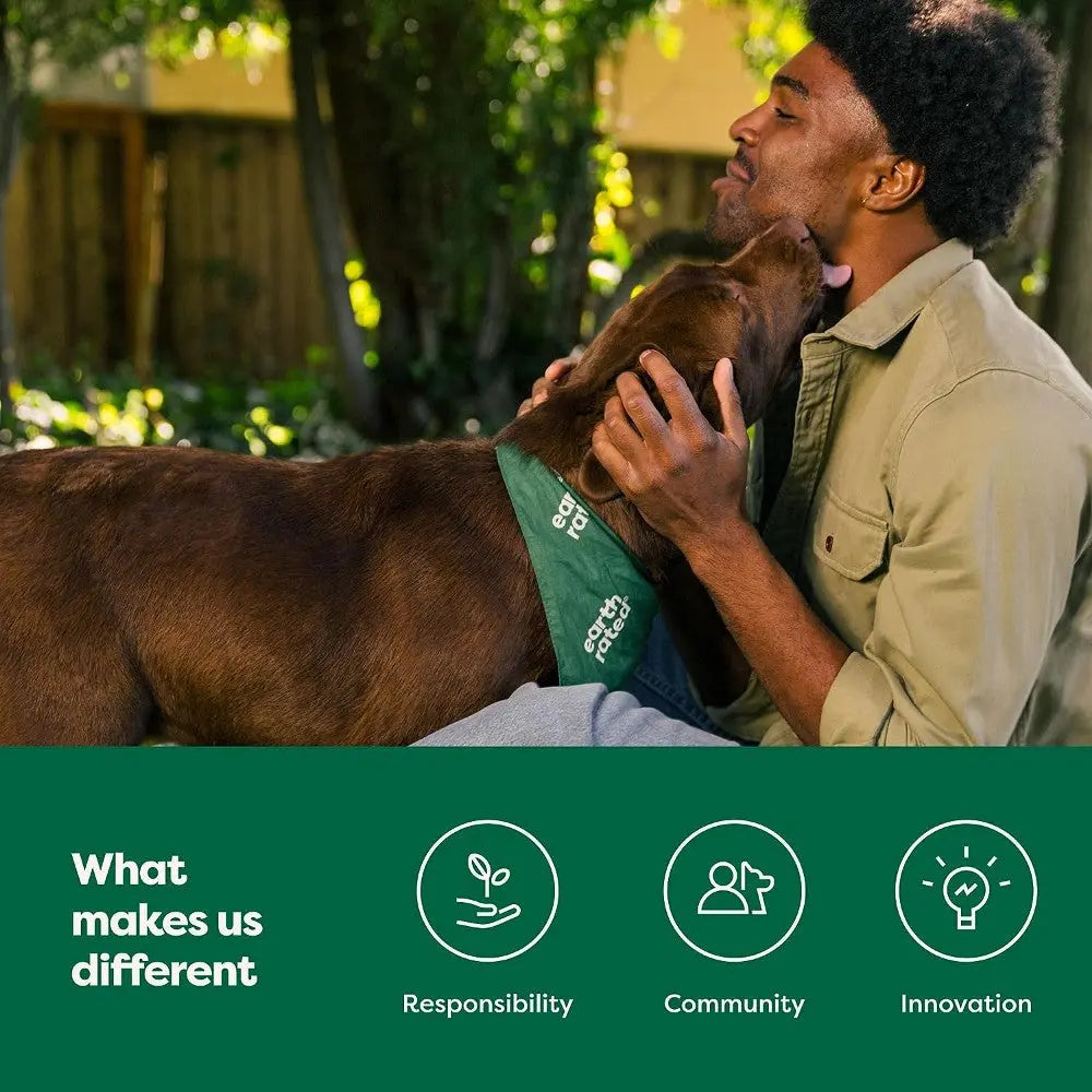 Man enjoying time with a dog outdoors, showcasing pet care and community values.