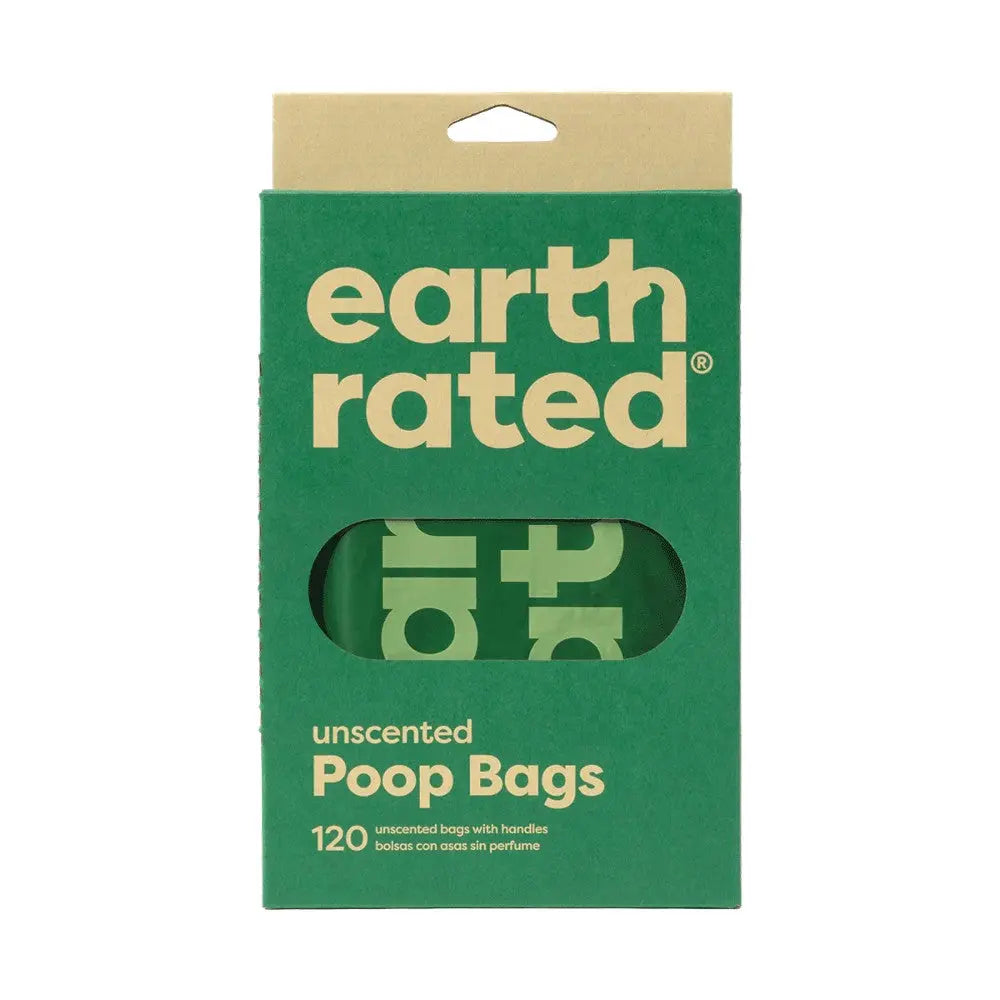Eco-friendly unscented poop bags with handles for easy pet waste disposal, 120 count.