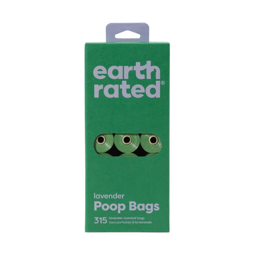Eco-friendly lavender-scented poop bags for easy pet waste disposal, featuring 315 bags in a convenient box.
