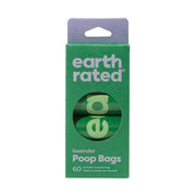 Earth Rated lavender-scented poop bags, 60 count, eco-friendly pet waste disposal solution.