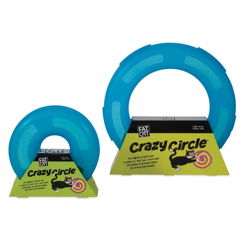 Blue cat toy circle with packaging, designed for interactive play and mental stimulation.