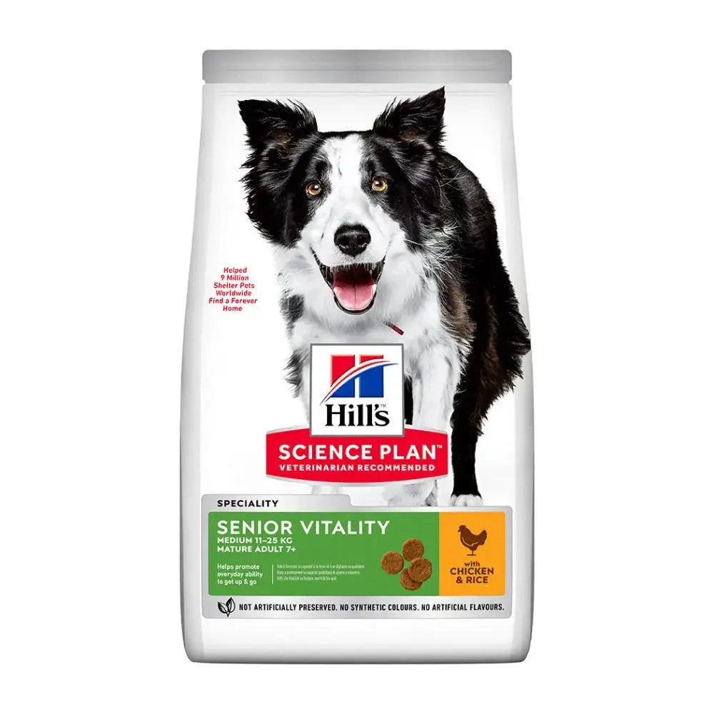 Hill's Science Plan Canine Senior Vitality Medium Chicken Dog Food.