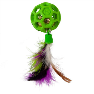 JW Pet Cataction Feather Ball with Bell View of Bell Inside