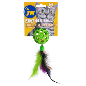 JW Pet Cataction Feather Ball with Bell with Packaging