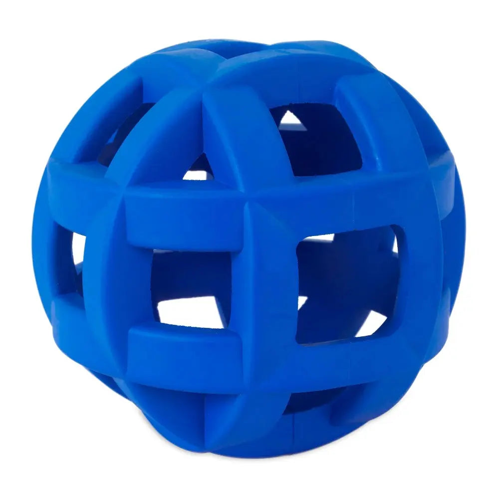 Blue interactive pet toy ball designed for chewing and playtime fun.