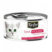 Kit Cat Tuna Mousse & Chicken Topper can for cats, promoting hydration and digestion with added taurine.
