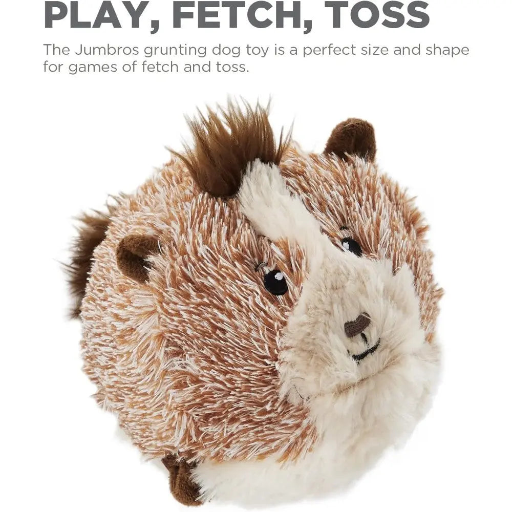 Soft grunting dog toy shaped like a hedgehog, perfect for fetch and toss games.