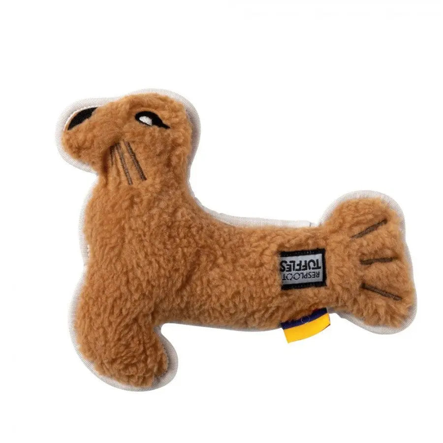 Soft plush seal dog toy, perfect for playtime and cuddling, featuring a cute design and durable fabric.