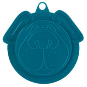 Dog-shaped silicone lid for keeping food fresh, featuring cute ear and nose details.