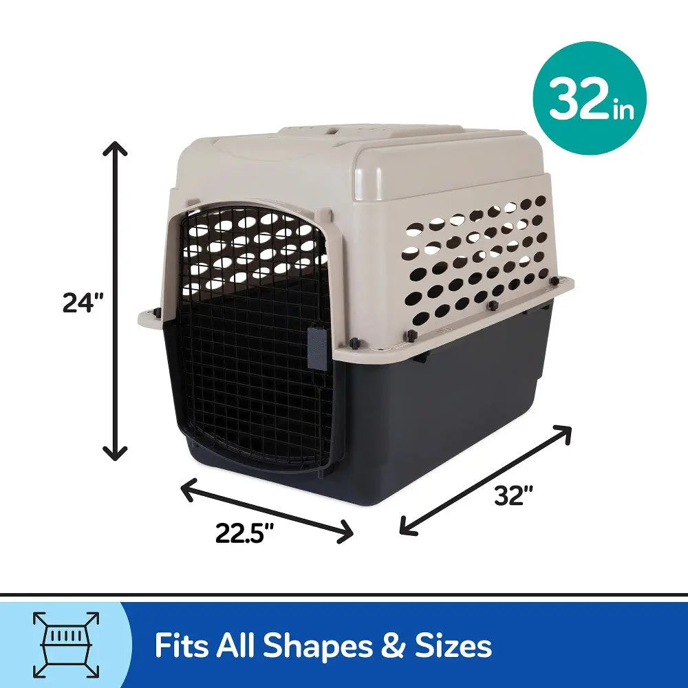Pet carrier, 32-inch size, suitable for all shapes and sizes, featuring a secure, ventilated design.