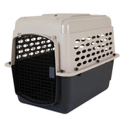 Durable pet carrier with ventilation holes for safe travel and comfort.