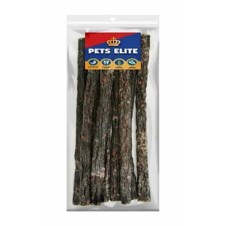 Pets Elite dog treats in a clear bag, featuring natural ingredients and a healthy snack option.