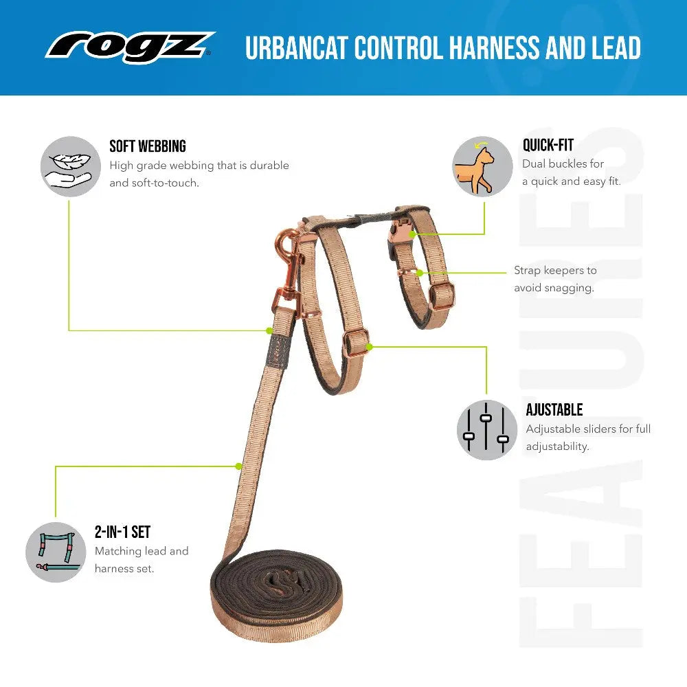 Rogz Urban Control Harness and Lead set with adjustable features for comfort and safety.