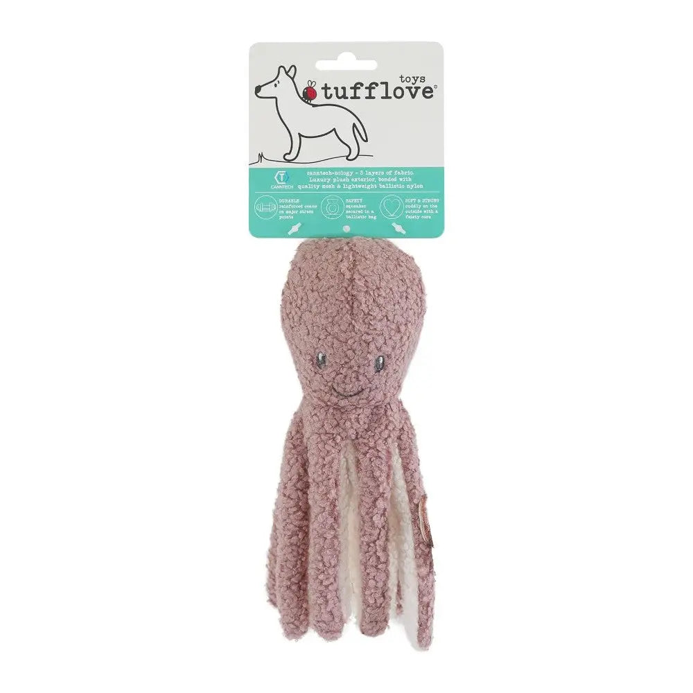 Soft plush octopus dog toy with a cute design and durable fabric for playful pets.