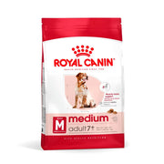 Royal Canin Medium Adult 7 dog food is available online.