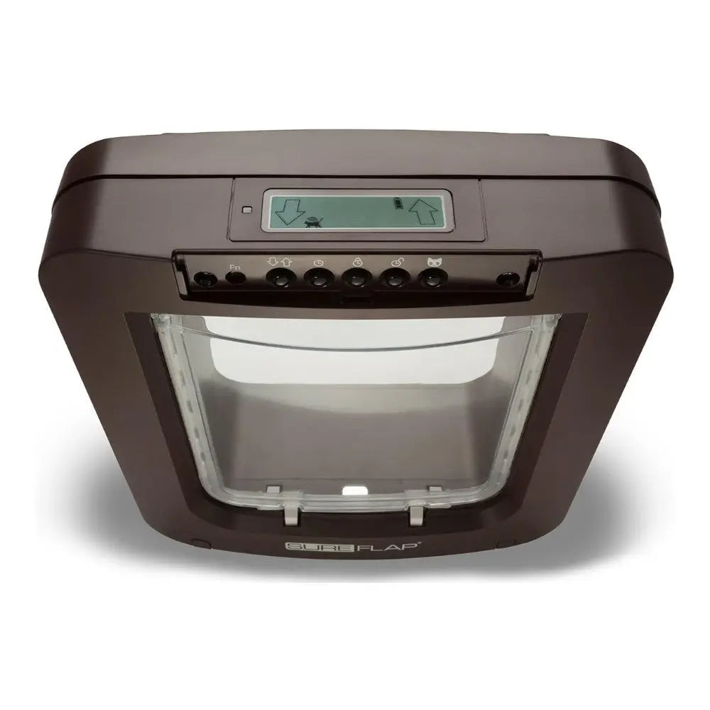 Smart pet door with digital controls for easy access and security.