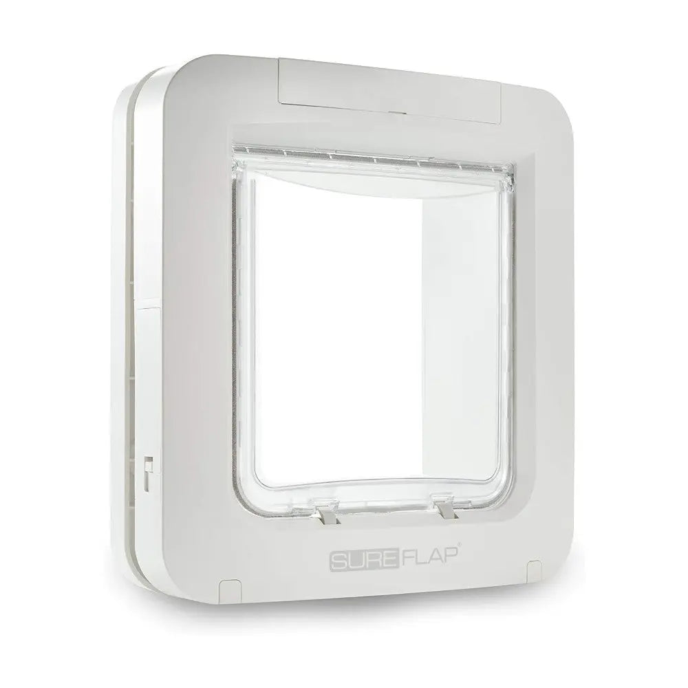 SureFlap pet door, energy-efficient design, clear flap, easy installation for cats and small dogs.