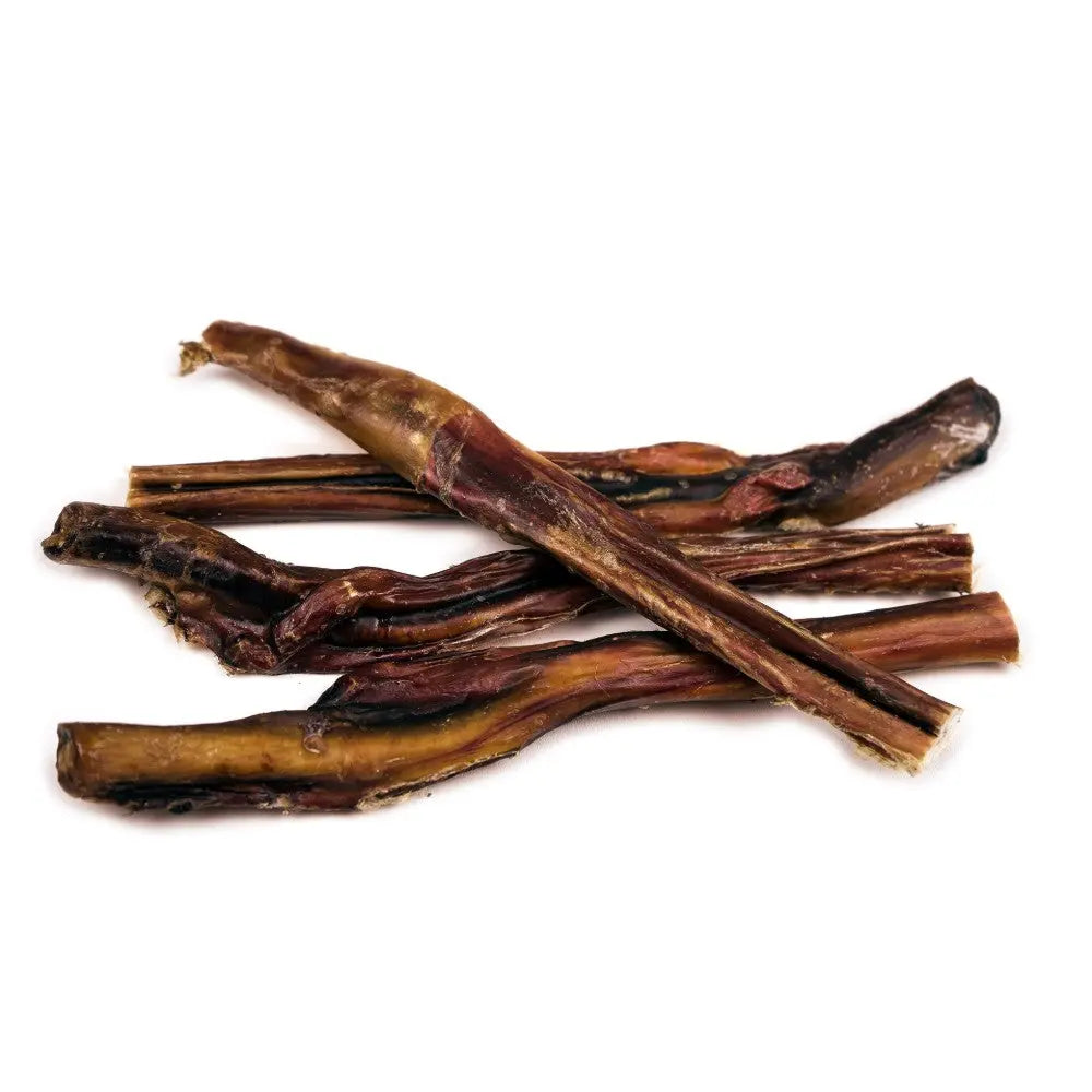 Natural dog chews made from beef tendons, perfect for dental health and long-lasting enjoyment.