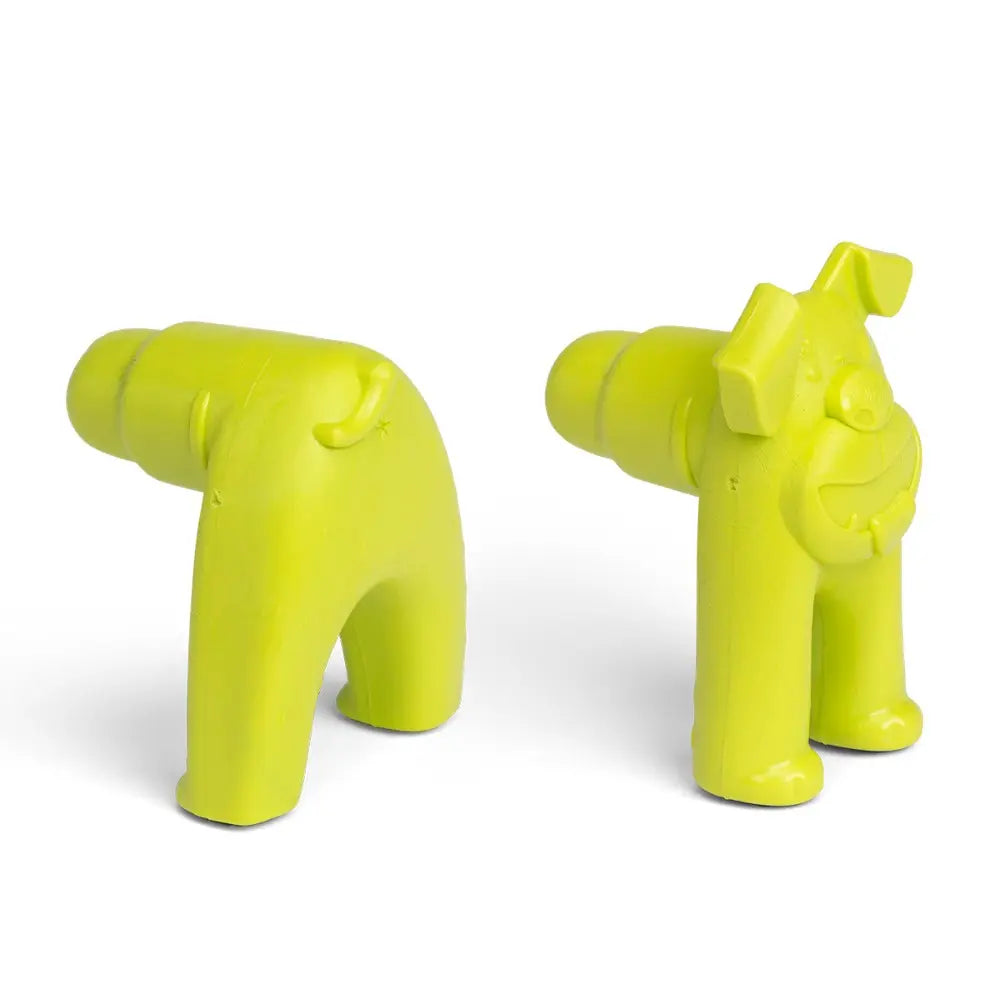 Bright yellow dog-shaped toy for interactive play and fun.