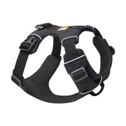 Durable black dog harness designed for comfort and secure control during walks.