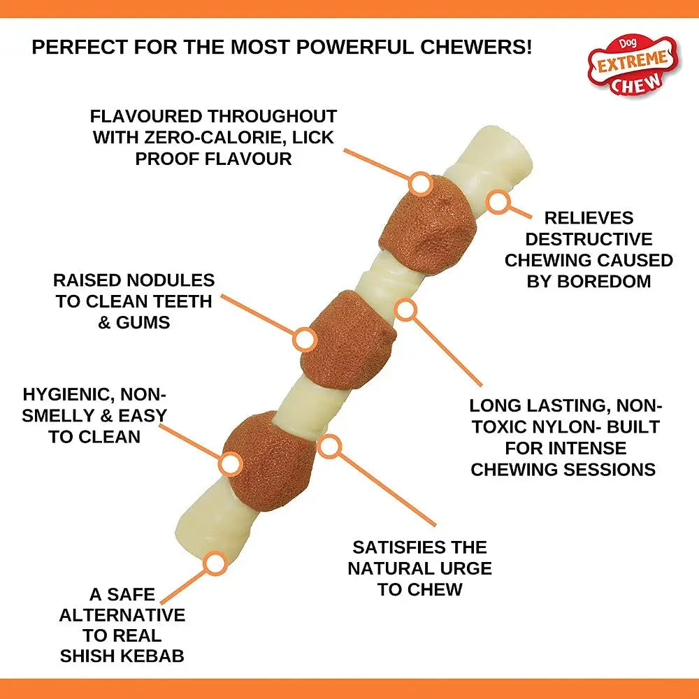 Dog chew toy with zero-calorie flavor, designed for strong chewers to clean teeth and relieve boredom.