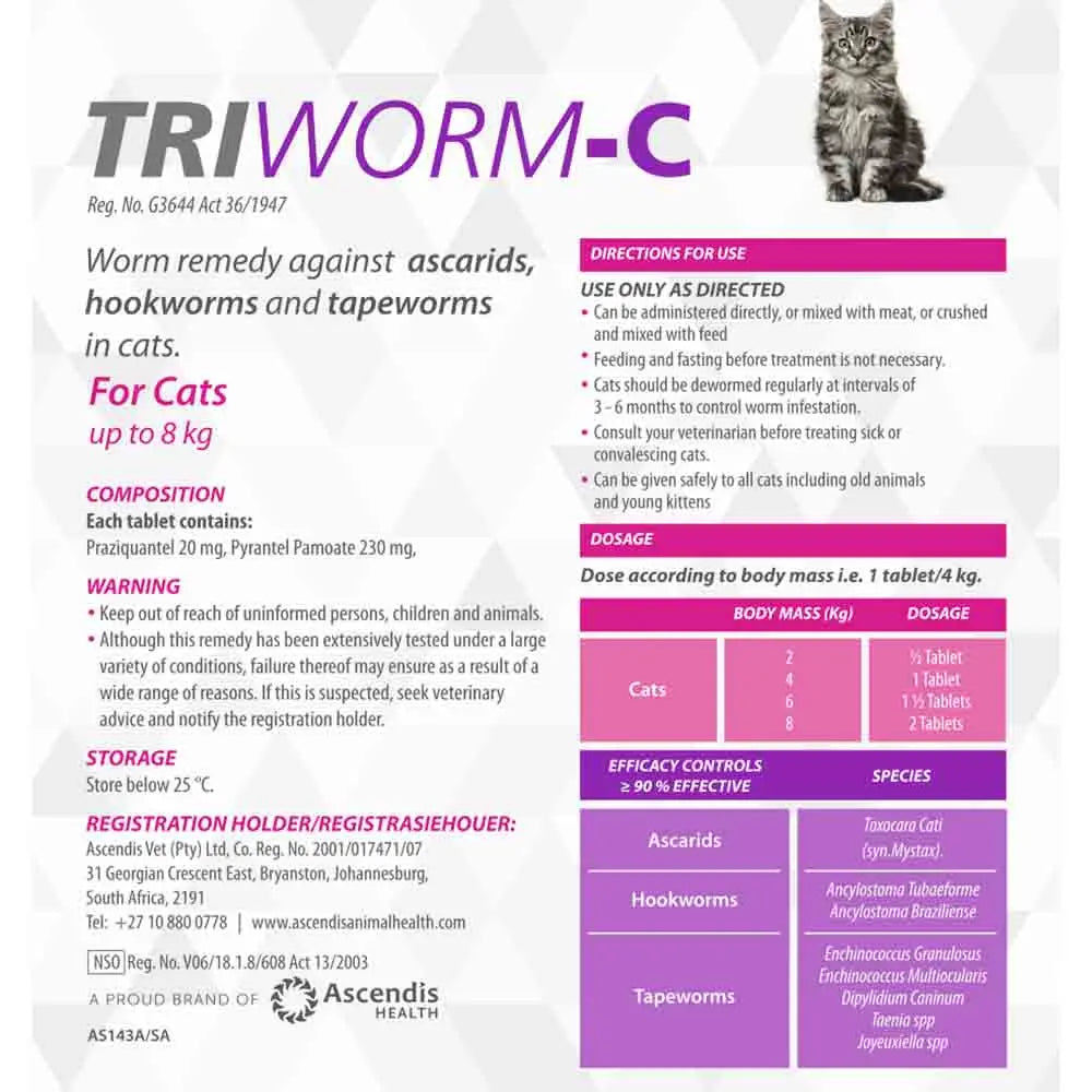 Triworm-C Dewormer for Cats
