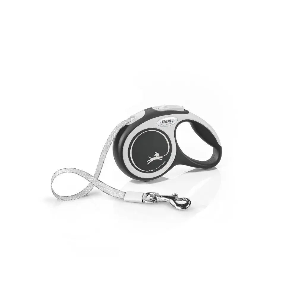 Retractable dog leash with ergonomic handle and durable design for comfortable walks.