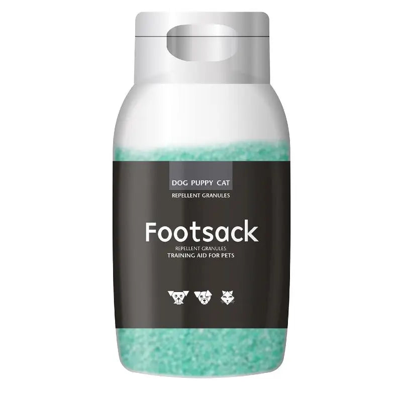 Footsack repellent granules for dogs and cats, effective training aid in a convenient bottle.