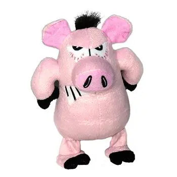 Plush pig toy with a mischievous expression, perfect for kids and collectors.