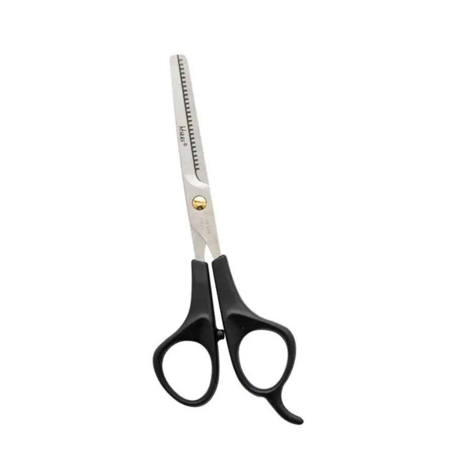 Black-handled zigzag scissors for crafting and decorative cutting.