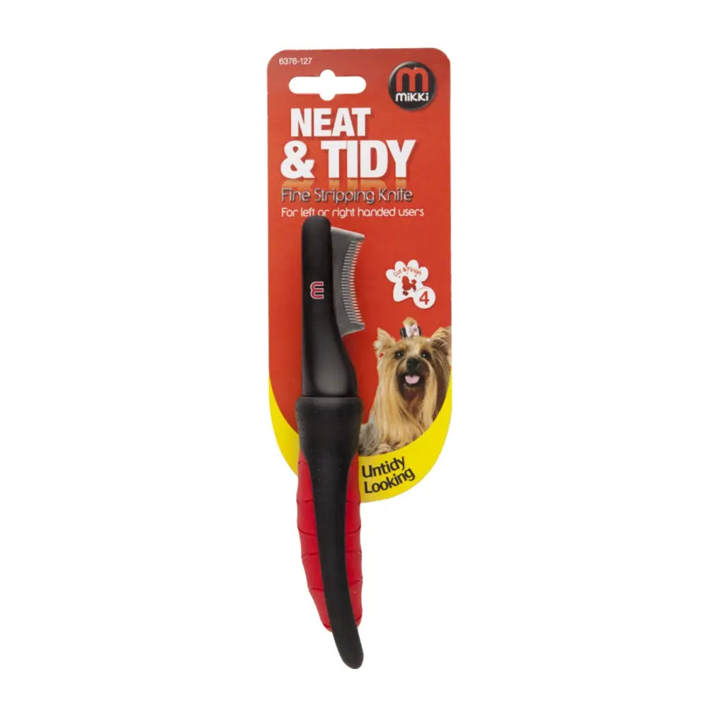 Mikki Neat & Tidy fine stripping knife for grooming dogs, designed for left or right-handed users.