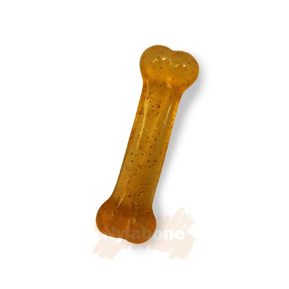 Chewy dog bone treat with a savory flavor, perfect for keeping pets entertained and satisfied.