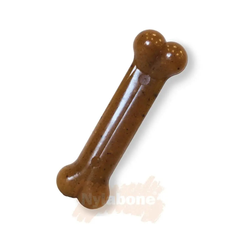 Nylabone chew toy shaped like a bone, perfect for keeping dogs entertained and promoting dental health.
