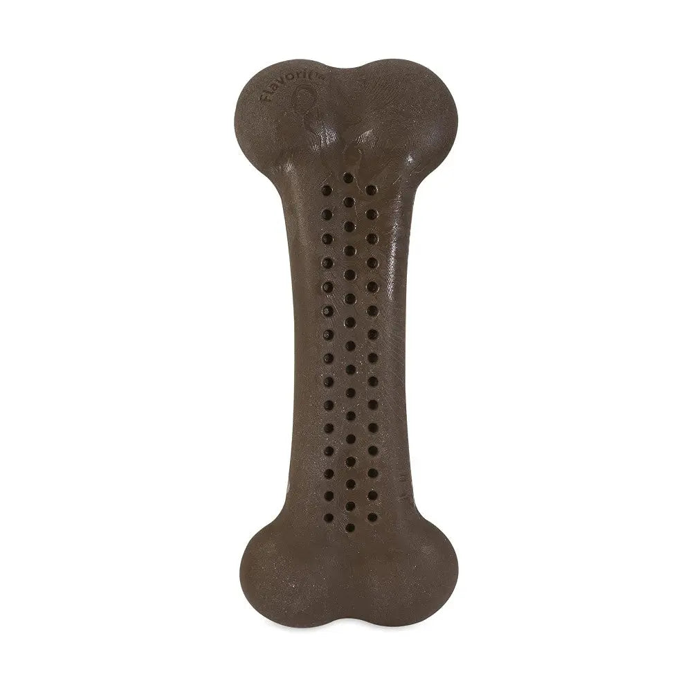 Durable dog chew toy shaped like a bone, designed for dental health and long-lasting fun.