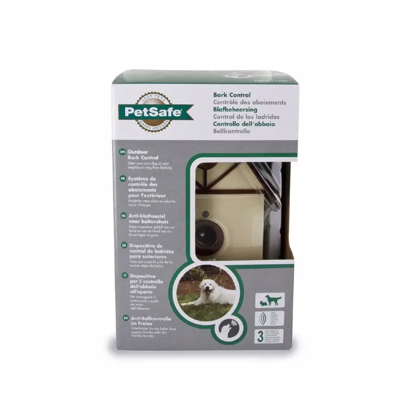 PetSafe Outdoor Deluxe Bark Control packaging showing product details