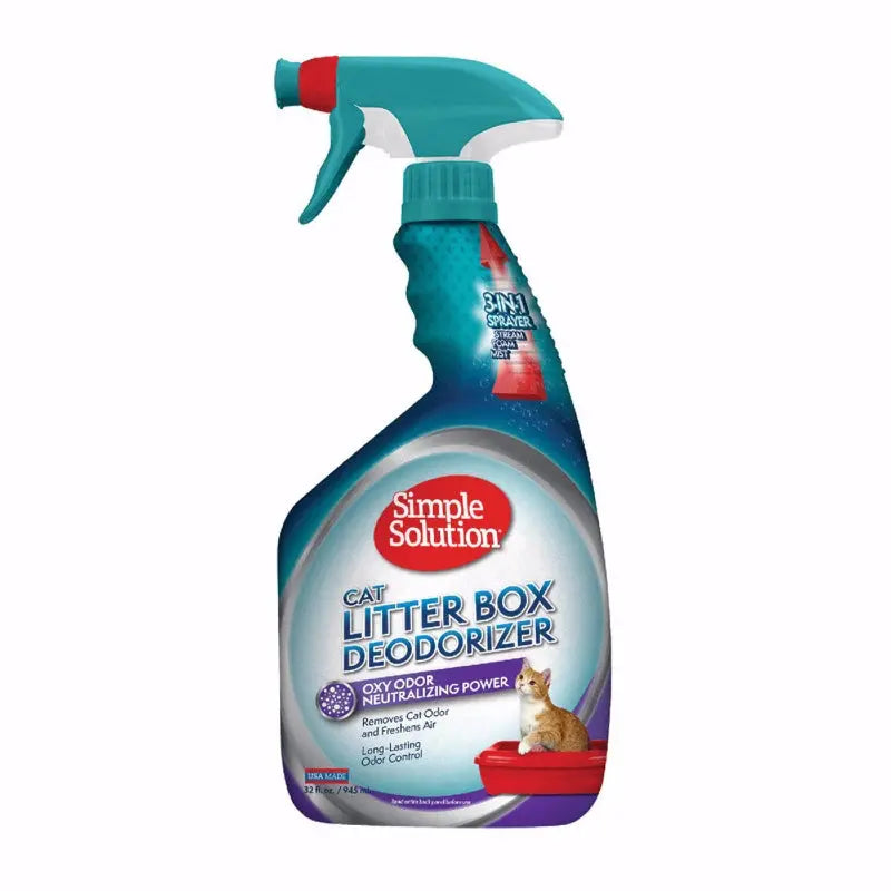 Simple Solution Cat Litter Box Deodorizer spray for effective odor control and freshening.