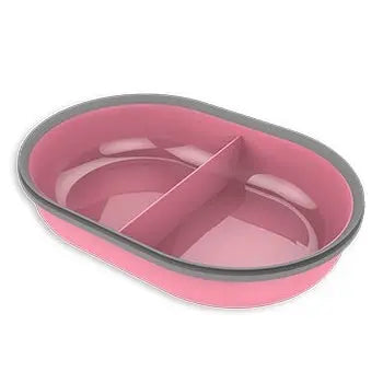 Surefeed Split Bowl Pink pet feeding accessory with dual compartments.