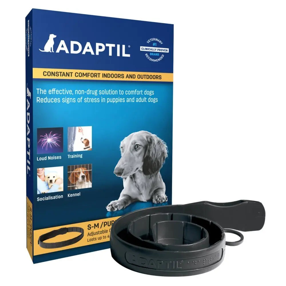 Adaptil collar for dogs, designed to reduce stress and anxiety in puppies and adult dogs.