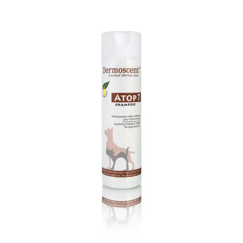 Dermoscent Atop7 shampoo for dogs, soothing formula for sensitive skin and coat care.