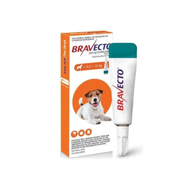 Bravecto flea and tick treatment for dogs, 250 mg, suitable for pets 4.5-10 kg.