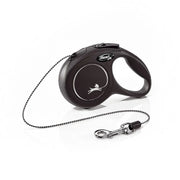 Retractable dog leash with ergonomic handle and durable cord for easy control during walks.
