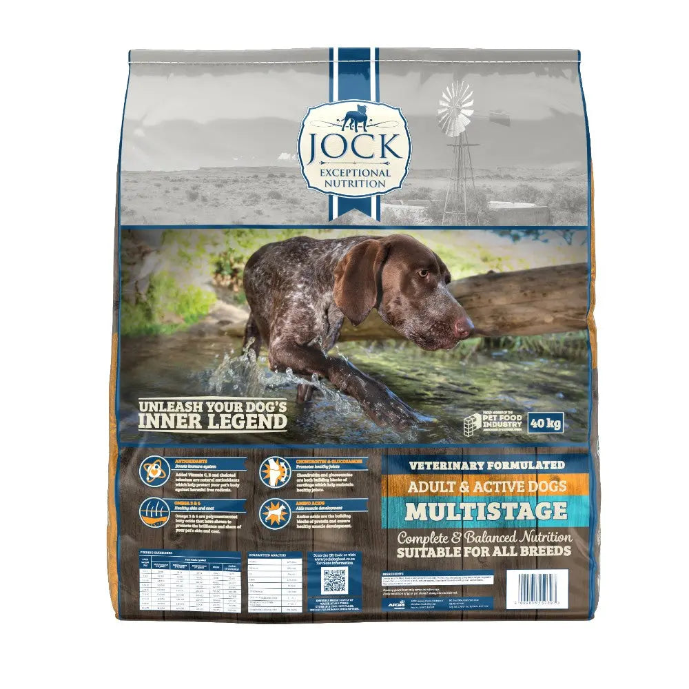 Dog food bag for adult and active dogs, featuring a nutritious formula and suitable for all breeds.